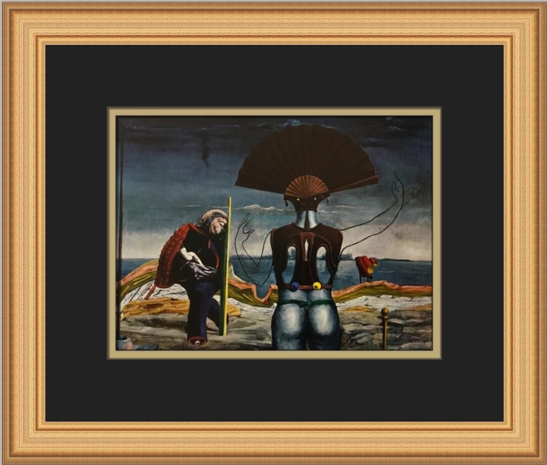 Max Ernst Woman Old Man and Flowers Custom Framed Print 12 x 15: Max Ernst Woman Old Man and Flowers Custom Framed Print 12 x 15 This stunning custom framed print titled "Woman Old Man and Flowers" by renowned artist Max Ernst showcases a blend of Expressionism, Im