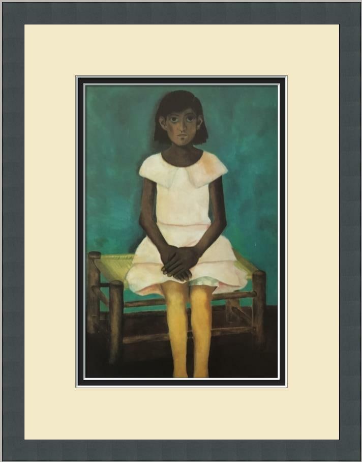 Frida Kahlo Portrait of a Girl Custom Framed Print 12.5 x 15.5: Frida Kahlo Portrait of a Girl Custom Framed Print 12.5 x 15.5 This stunning custom framed print titled 'Portrait of a Girl' by Frida Kahlo showcases figurative art from the renowned artist. Measuring