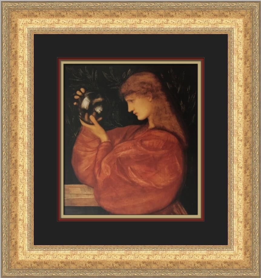 Edward Burne-Jones Astrologia Custom Framed Print Aestheticism 1987: Edward Burne-Jones Astrologia Custom Framed Print Aestheticism 1987 Enhance your art collection with this stunning custom-framed print titled 'Astrologia' by Edward Burne-Jones. This medium-sized artw