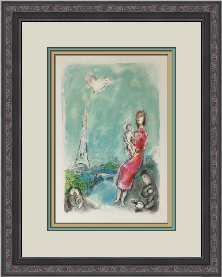 Marc Chagall Red Maternity Custom Framed Lithograph Art Print: Marc Chagall Red Maternity Custom Framed Lithograph Art Print This exquisite custom framed print titled "Red Maternity" by Marc Chagall beautifully encapsulates the essence of Cubism, Modernism, and S
