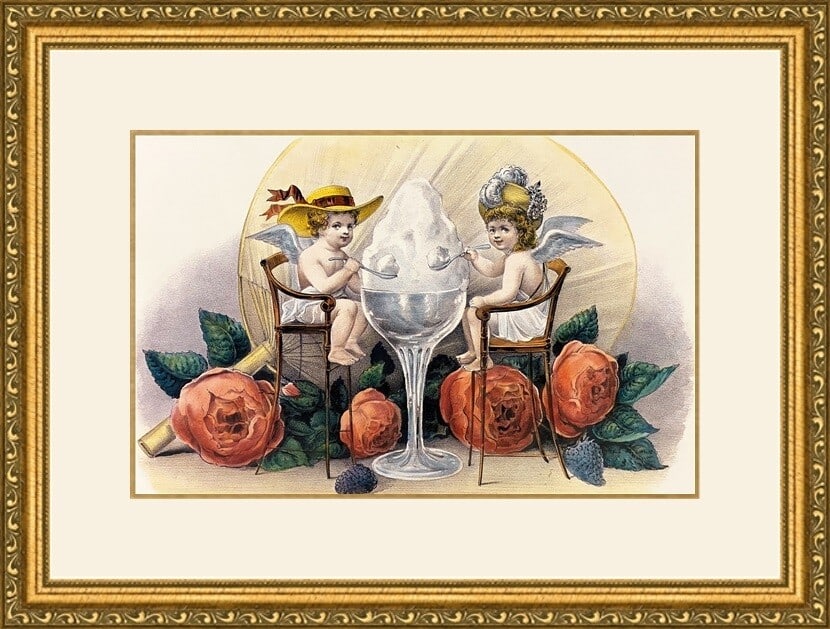 Currier & Ives The Cream of Love Custom Framed Lithograph 1983: Currier & Ives The Cream of Love Custom Framed Lithograph 1983 This beautifully custom framed print, titled 'The Cream of Love,' is a stunning representation of Americana Realism by the renowned artis