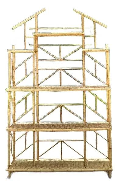 Vintage French Bamboo Wicker Etagere Bookshelf 48x16x79.25 (1 of 10)