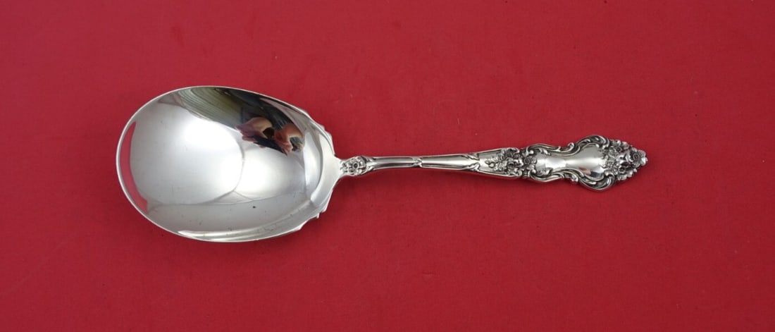 Wallace Meadow Rose Sterling Silver Preserve Spoon 7.5" (1 of 2)