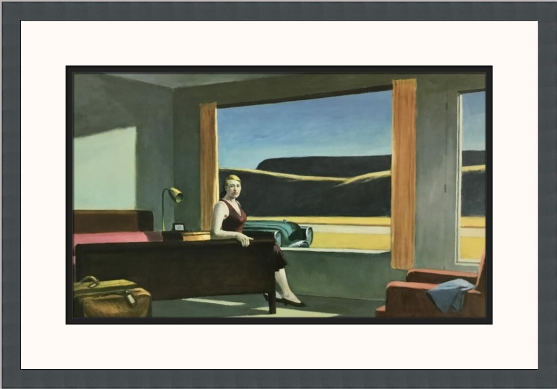 Edward Hopper Western Motel Custom Framed Print 17 x 22 Art: Edward Hopper Western Motel Custom Framed Print 17 x 22 Art This stunning custom framed print of Edward Hopper's "Western Motel" beautifully captures the essence of Impressionism and Realism. Measurin