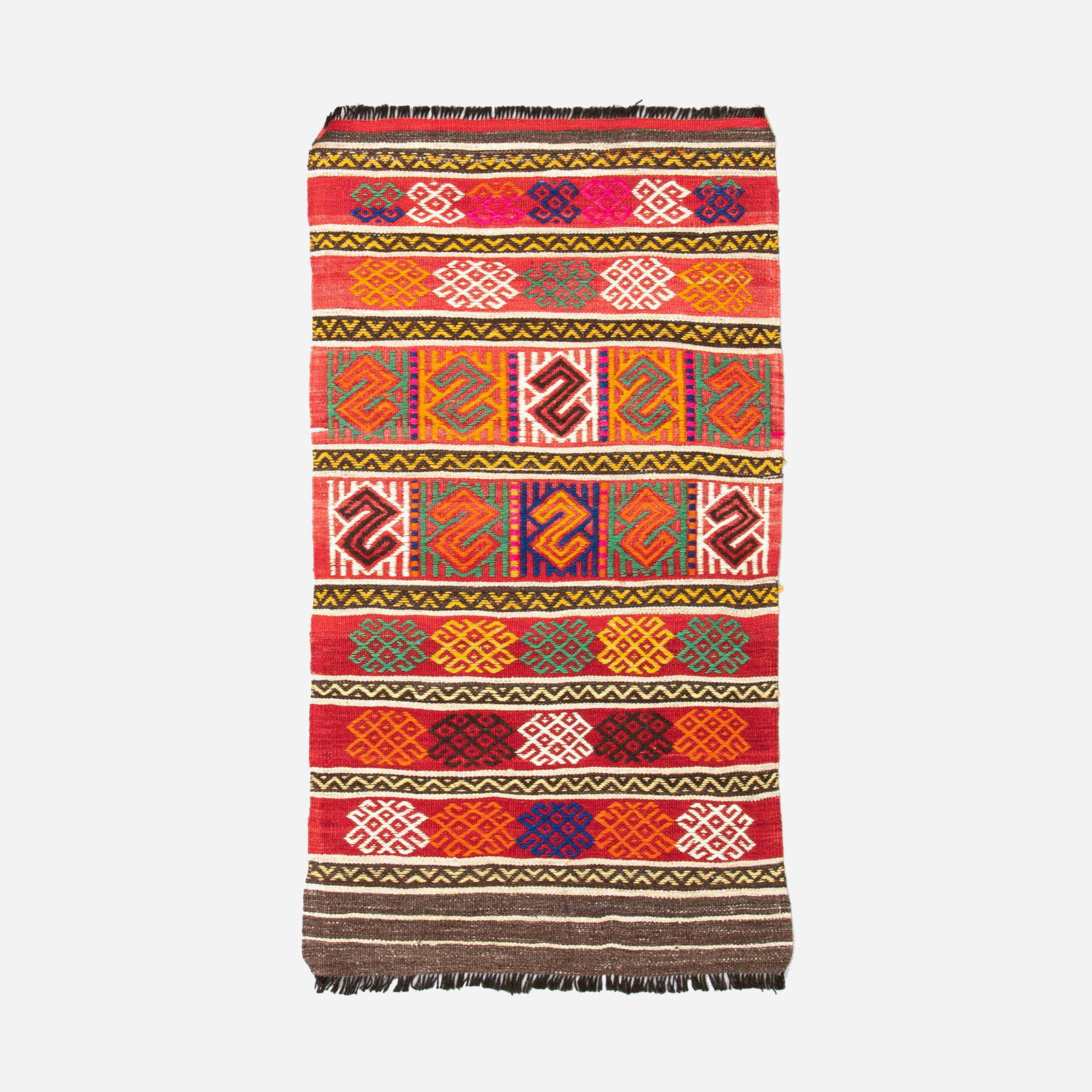 Handmade Cicim Wool Kilim 27.6 x 47.2 Geometric Design (1 of 8)