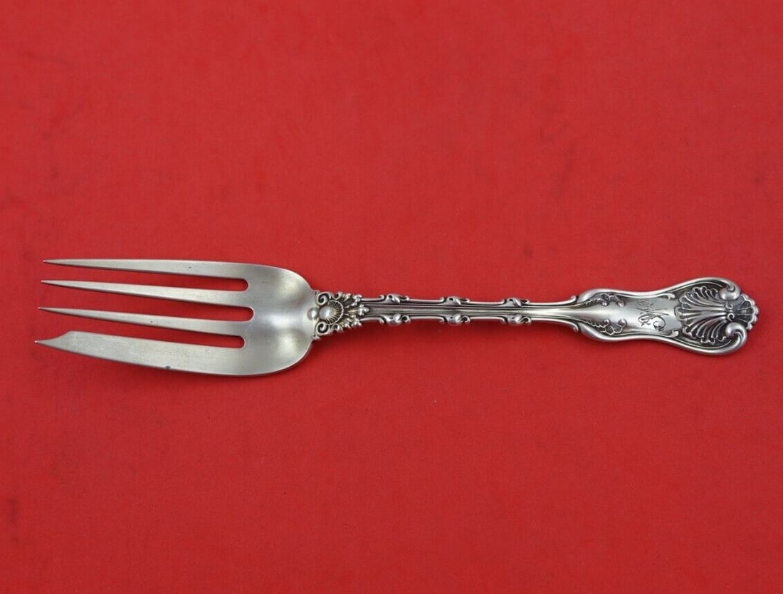 Whiting Imperial Queen Sterling Silver 7.5 Cold Meat Fork Heirloom: Whiting Imperial Queen Sterling Silver 7.5 Cold Meat Fork Heirloom This exquisite Imperial Queen serving fork is crafted by Whiting, featuring a stunning sterling silver composition. Measuring 7 1/2 i