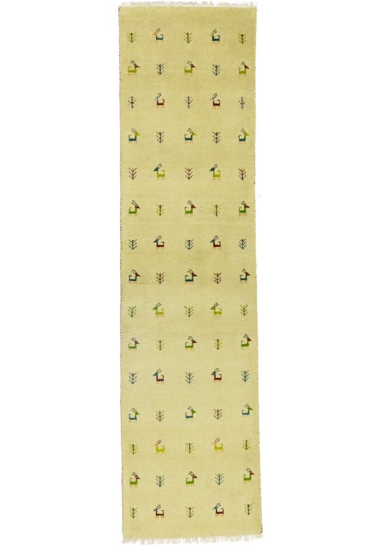 Wool Hand-Knotted Pictorial Tribal Runner Rug 2'6 x 9'9 Modern Indian Carpet (1 of 18)