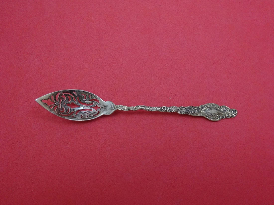 Durgin Watteau Sterling Silver Pierced Olive Spoon Monogrammed 6 1/4" (1 of 1)