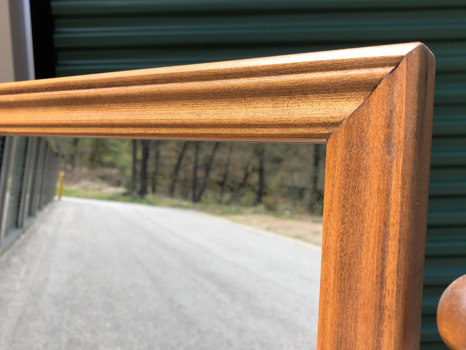 Traditional Solid Maple Vanity Mirror with Brass Pulls - 5