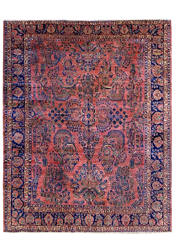 1940s Antique Persian Sarouk Area Rug 9' x 11' Handwoven Wool: 1940s Antique Persian Sarouk Area Rug 9' x 11' Handwoven Wool Free continental US Shipping Step back in time with this exquisite 9' x 10.1' Antique Persian Sarouk Rug from the 1940s. This beautifully