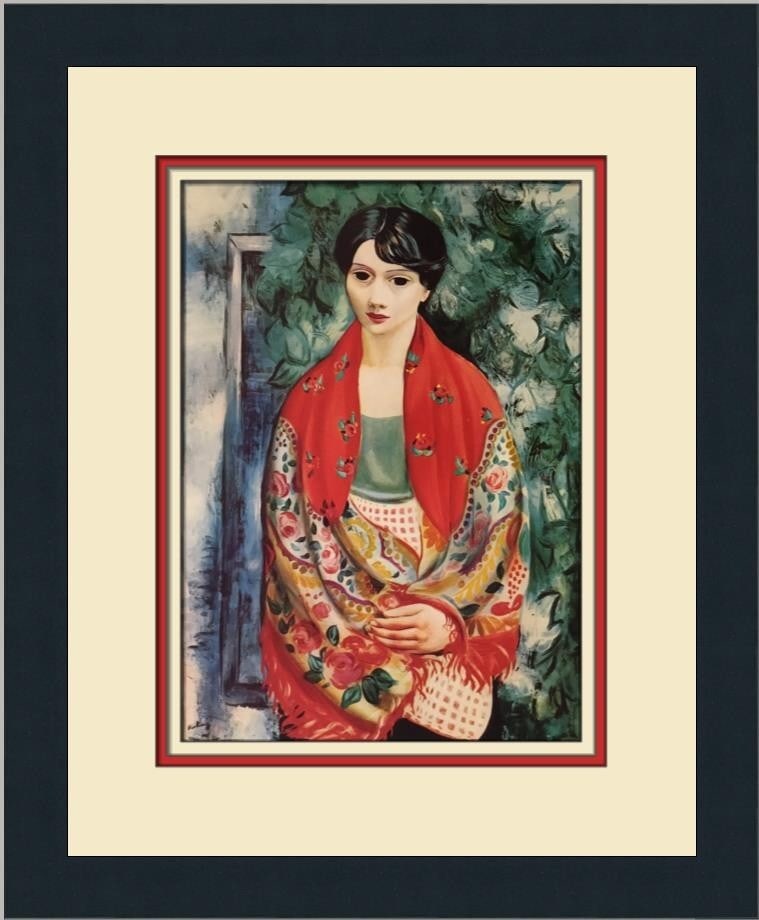 Moise Kisling Woman with Red Shawl Custom Framed Print 1977 Impressionism Art: Moise Kisling Woman with Red Shawl Custom Framed Print 1977 Impressionism Art This exquisite print titled 'Woman with Red Shawl' by artist Moise Kisling captures the essence of Impressionism. Produced