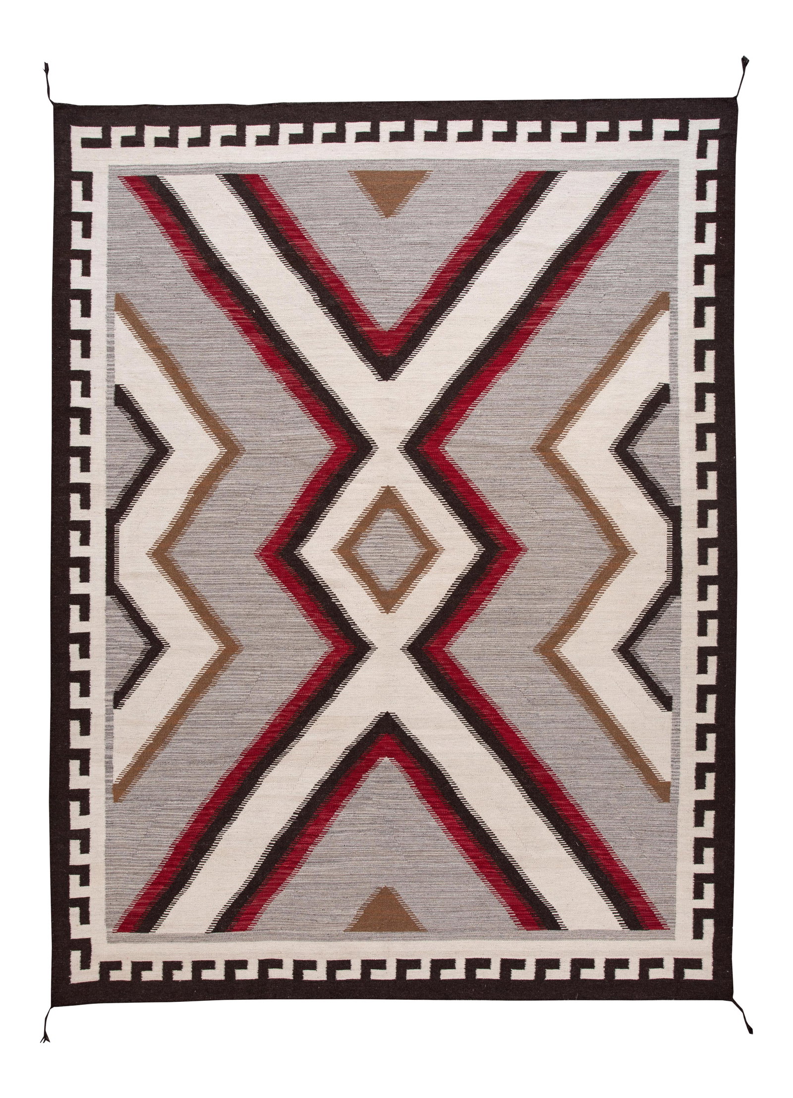 Contemporary Handwoven Wool Rug 10'2 x 14'2 Navajo Style: Contemporary Handwoven Wool Rug 10'2 x 14'2 Navajo Style This stunning 21st Century Modern Flat-Weave Navajo Style Wool Rug features a contemporary design, beautifully handwoven with a gray field comp