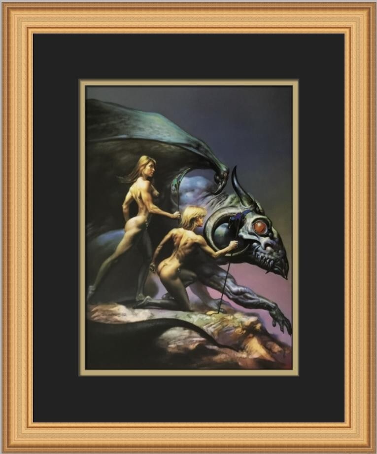 Boris Vallejo Juli and Mari Custom Framed Fantasy Art Print: Boris Vallejo Juli and Mari Custom Framed Fantasy Art Print This captivating print titled "Juli and Mari" by renowned artist Boris Vallejo showcases stunning nude figures in a beautiful fantasy art st