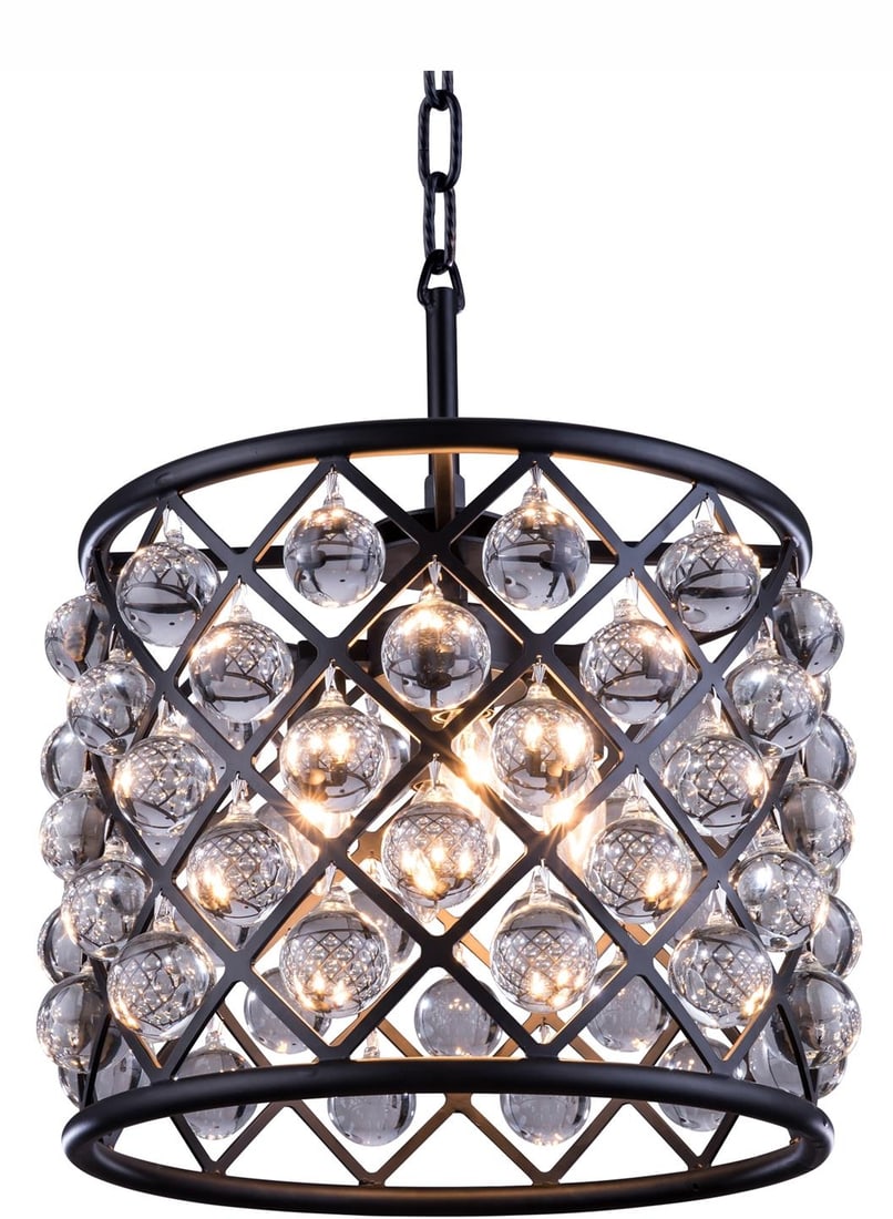 Elegant Lighting Madison Collection Crystal Pendant Lamp Royal-Cut Crystal Matte Aged Bronze (1 of 2)