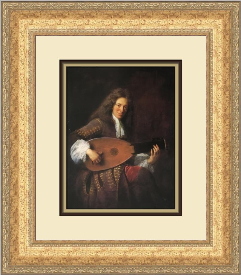 Francois De Troy The Lutanist Charles Mouton Custom Framed Print 1982 (1 of 2)