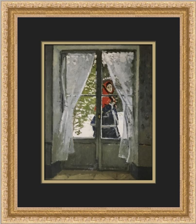 Claude Monet The Red Cape Custom Framed Print 16x14 Impressionism Art: Claude Monet The Red Cape Custom Framed Print 16x14 Impressionism Art This exquisite custom framed print features Claude Monet's iconic artwork, "The Red Cape." Crafted in 1998, this medium-sized piec