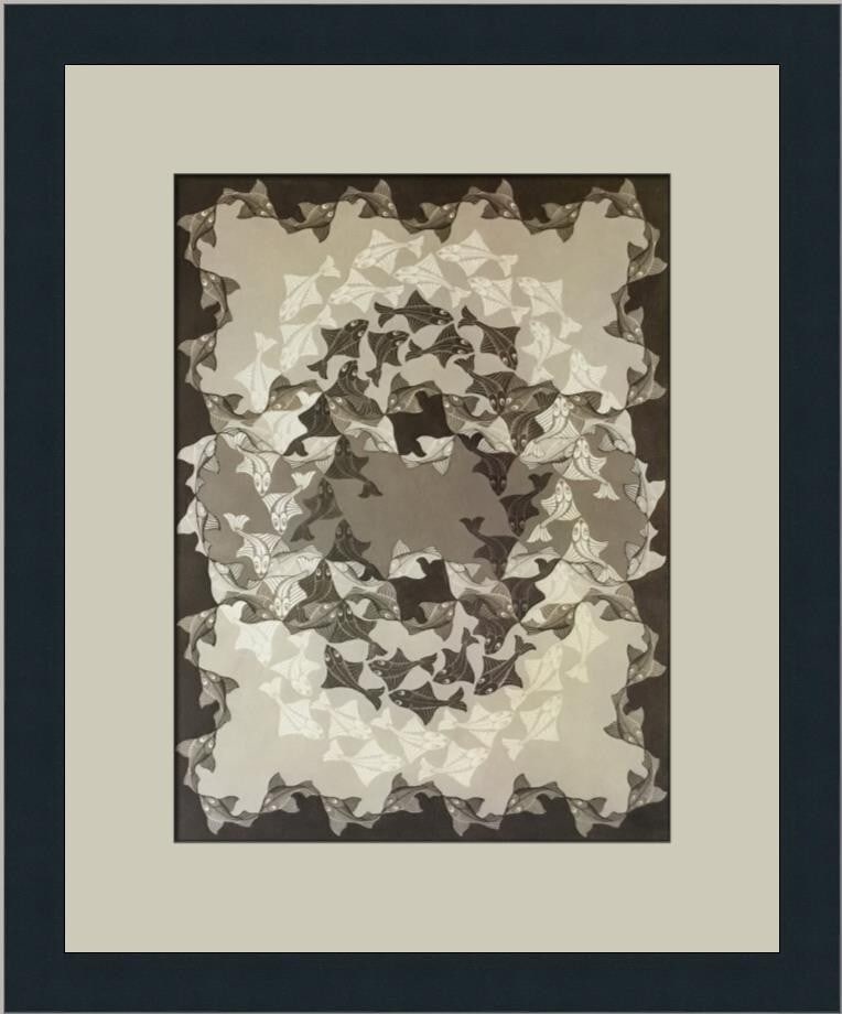 M.C. Escher Fish I Custom Framed Print 1981 Offset Lithograph (1 of 2)