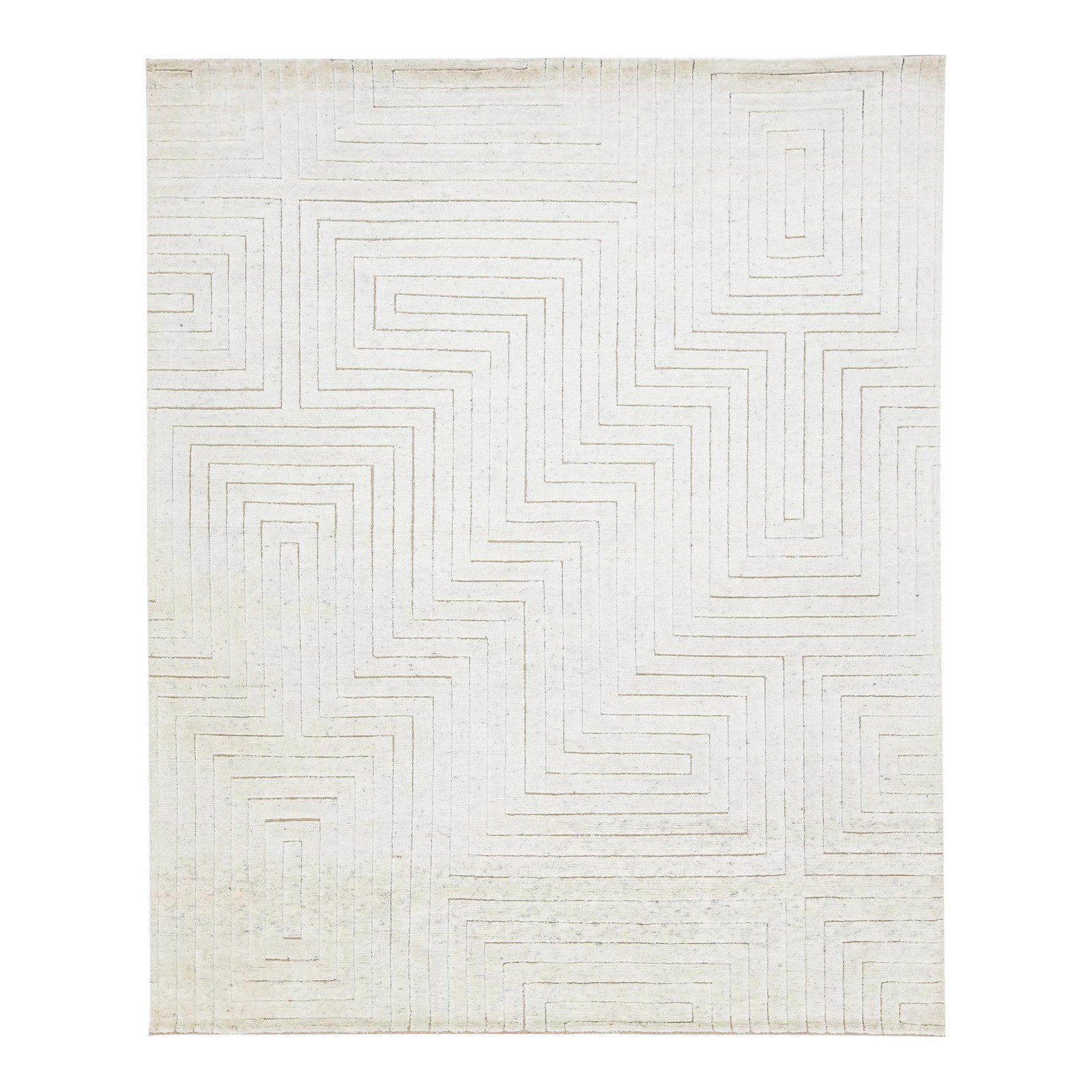 Contemporary Ivory Moroccan Wool Rug 8'1" x 9'10" Hand-Knotted (1 of 7)