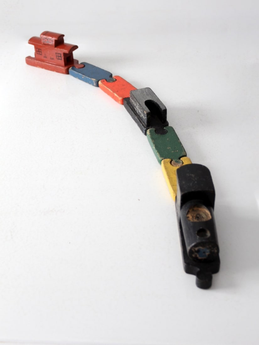 Vintage Wooden Toy Train Set 7 Pieces Northwestern RR (1 of 8)