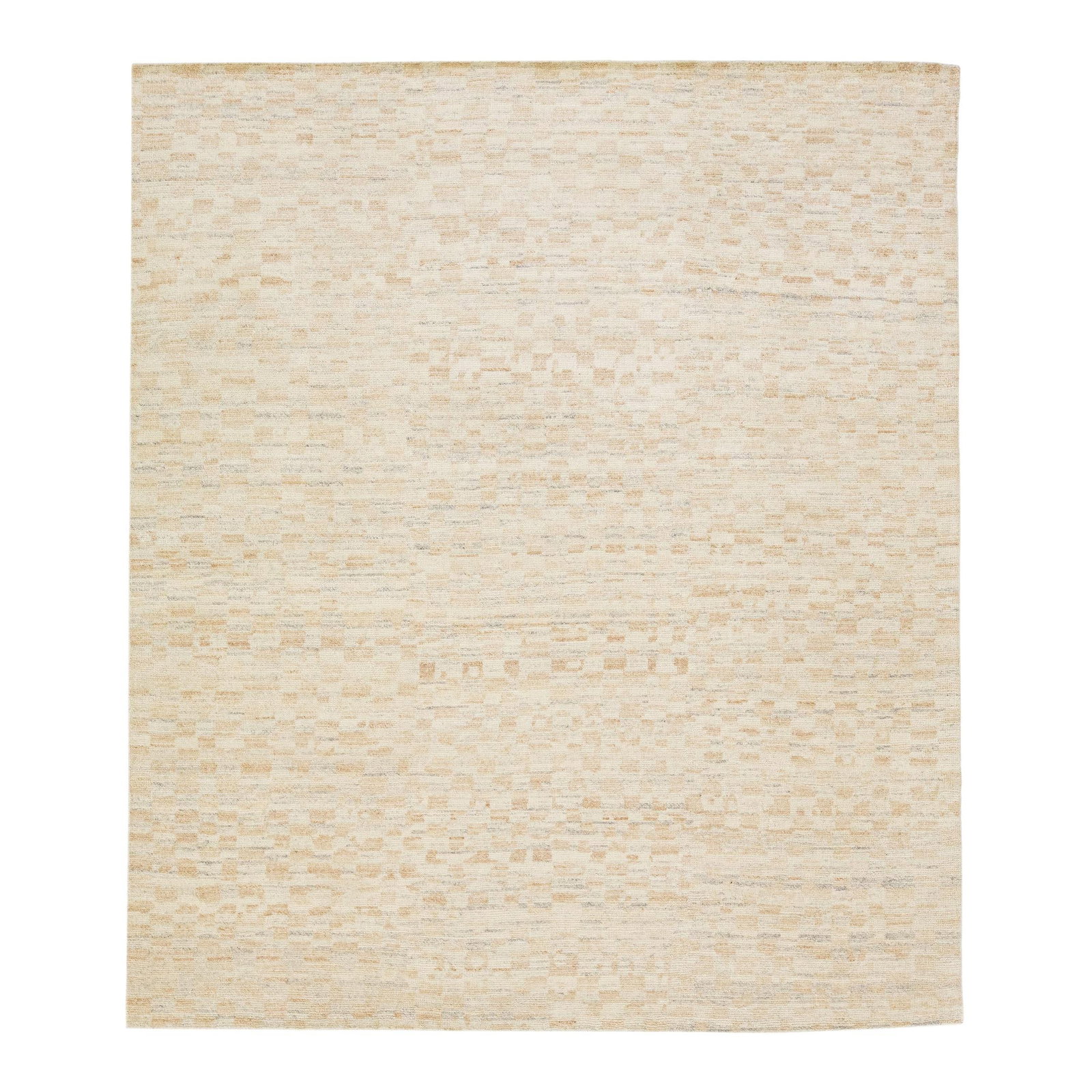 Handmade Moroccan Wool Rug 8' x 10' Beige Geometric Design: Handmade Moroccan Wool Rug 8' x 10' Beige Geometric Design Elevate your space with this exquisite hand-knotted wool rug, featuring a stunning Moroccan pattern in shades of brown and gray against a cap