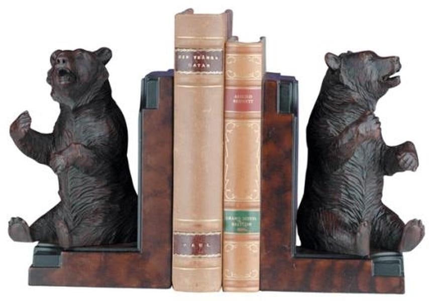 Rustic Lodge Style Hand-Painted Bear Bookends Oxblood Red (1 of 1)