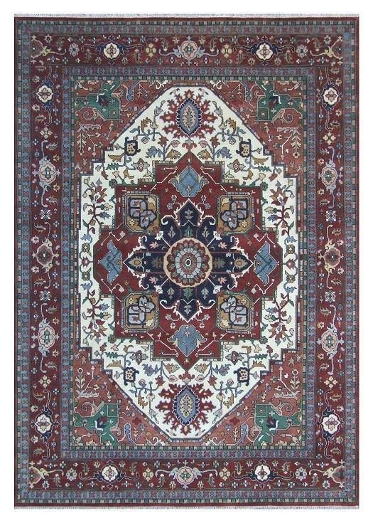 Handmade Wool Serapi Rug 8'8" x 11'6" Bold Geometric Patterns (1 of 6)