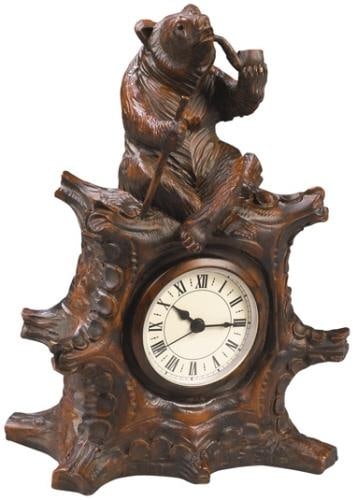 Rustic Lodge Bear Clock Hand-Cast Quartz Resin 7": Rustic Lodge Bear Clock Hand-Cast Quartz Resin 7" This item is made at time of order. Please allow 42 to 70 days for production. Adorn your mantle with this Rustic Lodge Style Bear Clock, a charming p