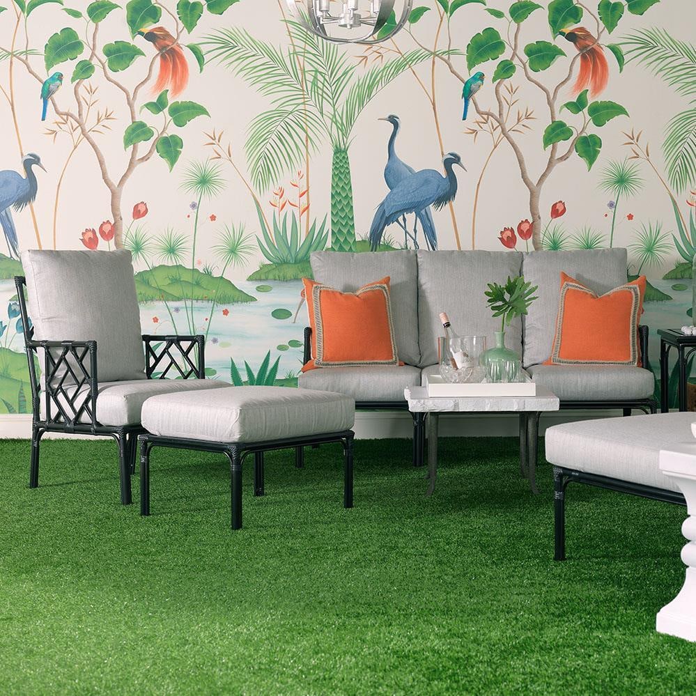 Woodbridge Carlyle Satin Black Rectangular Metal Ottoman 19H 24W 20D (1 of 1)