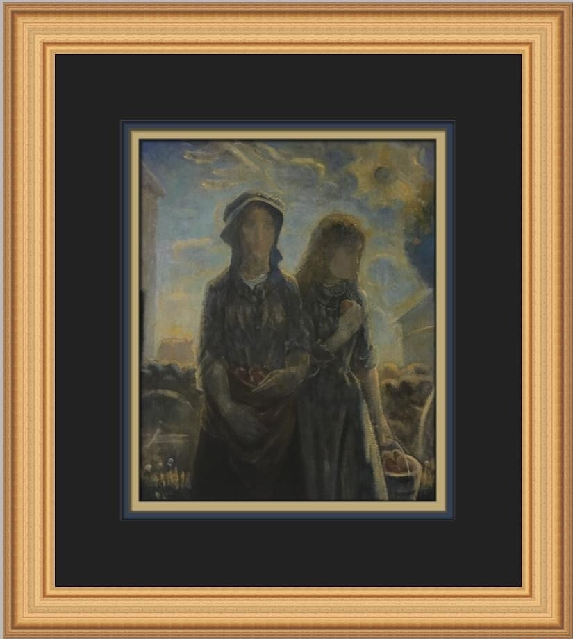 Kenneth Hayes Miller The Apple Gatherers Custom Framed Print 14x13 Art (1 of 2)