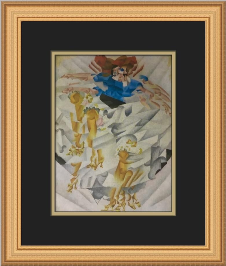 Gino Severini Dynamism of a Dancer Custom Framed Art Print 1977: Gino Severini Dynamism of a Dancer Custom Framed Art Print 1977 This custom framed print titled "Dynamism of a Dancer" by artist Gino Severini showcases a captivating blend of Cubism and Expressionism