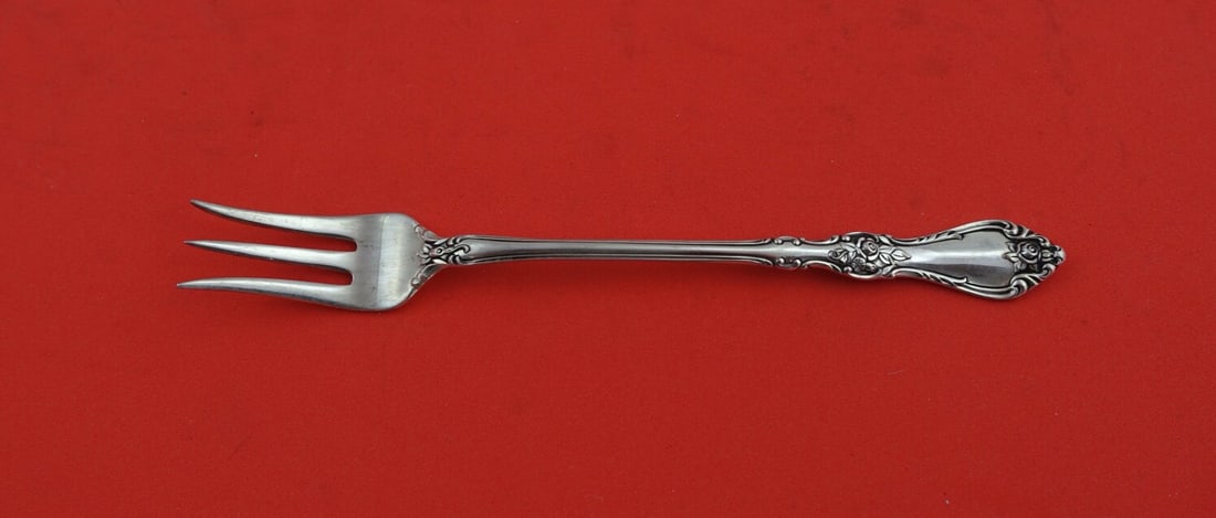 Wallace Royal Rose Sterling Silver Cocktail Fork 5 3/4": Wallace Royal Rose Sterling Silver Cocktail Fork 5 3/4" Elevate your dining experience with this exquisite Sterling Silver Cocktail Fork from the Royal Rose pattern by Wallace. Measuring 5 3/4" in len