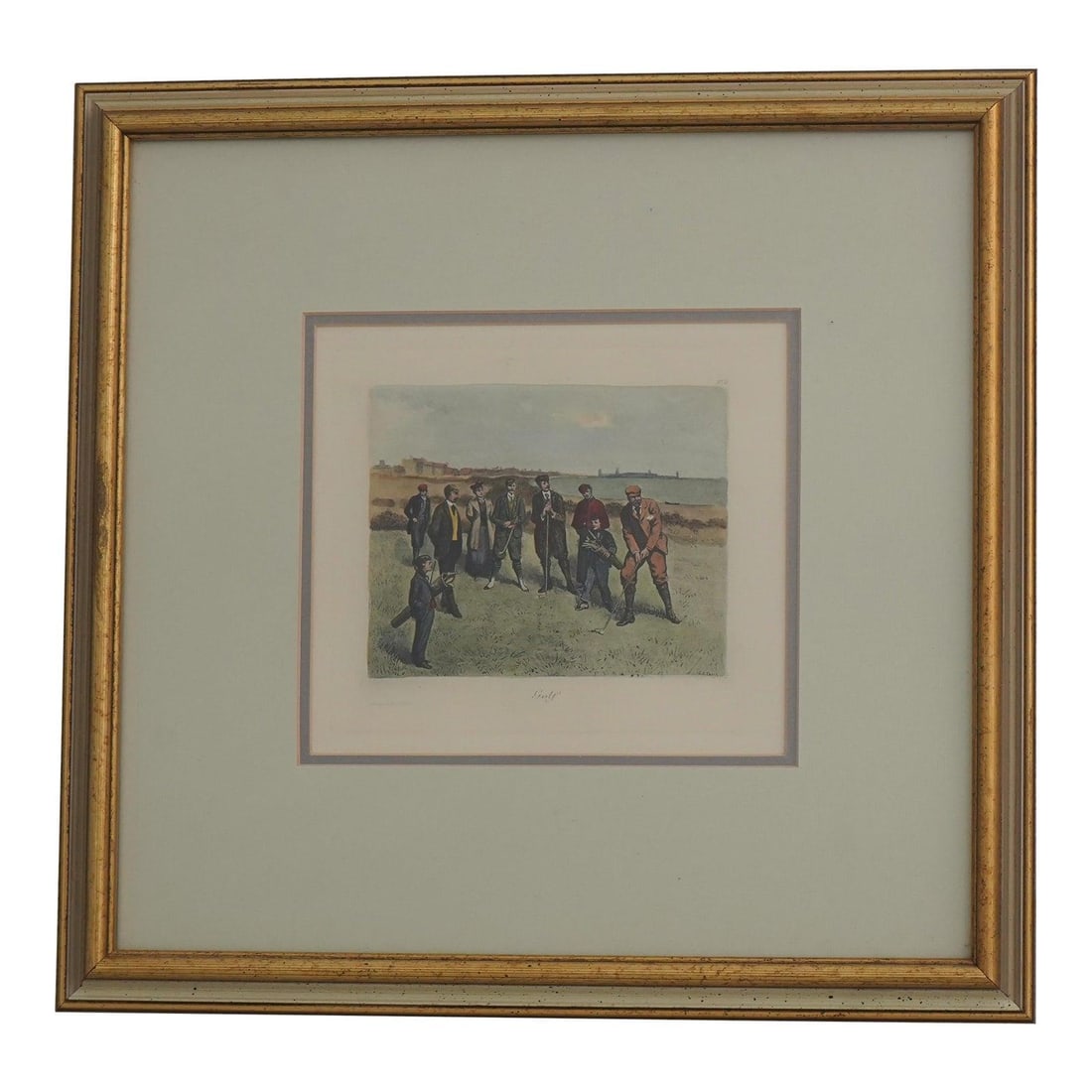 C.A. Fesch Traditional Golf Scene Framed Color Engraving Art 15w x 14.5h (1 of 10)