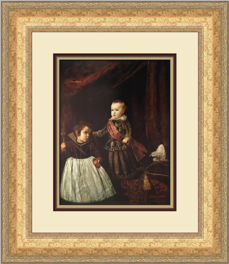 Diego Velazquez Portrait of Baltasar Carlos Custom Framed Print: Diego Velazquez Portrait of Baltasar Carlos Custom Framed Print This exquisite custom framed print features Diego Velazquez's renowned artwork, "Portrait of Baltasar Carlos and a Dwarf." Measuring 19