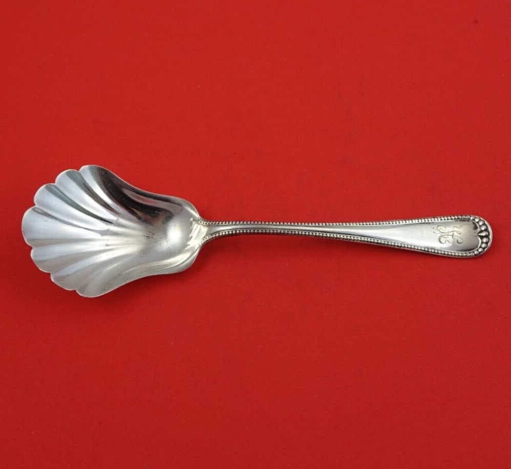 Gorham Newcastle Sterling Silver Scalloped Preserve Spoon 7 3/8" (1 of 3)