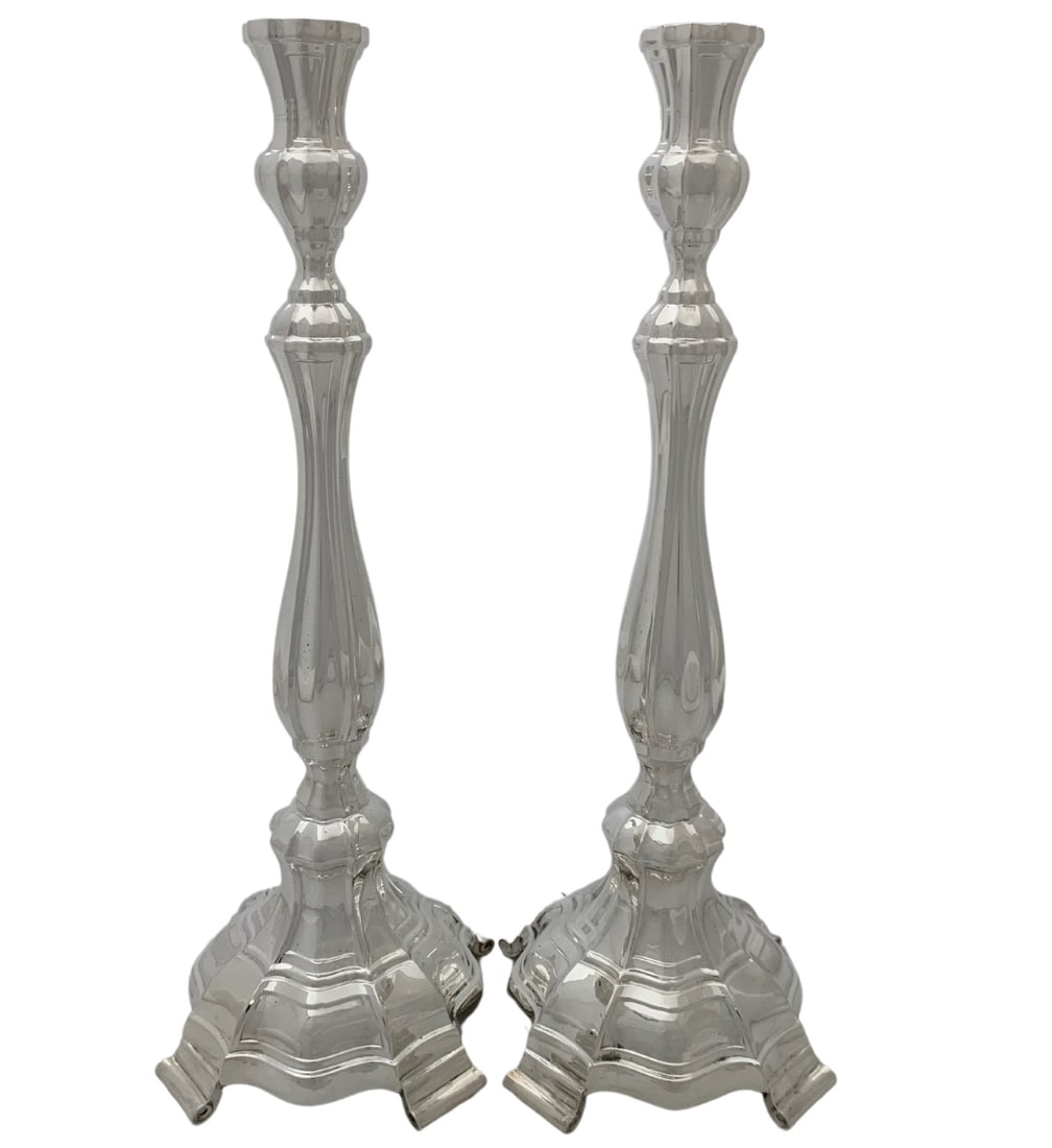 Handmade Modern 925 Sterling Silver Candlesticks 17.5 Inches (1 of 4)