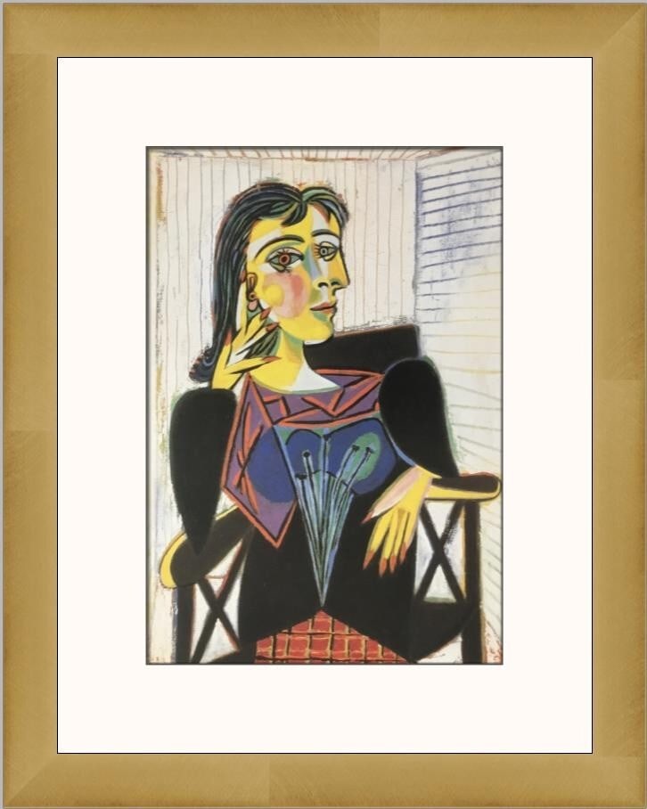Pablo Picasso Portrait of Dora Maar Custom Framed Lithograph Art Print: Pablo Picasso Portrait of Dora Maar Custom Framed Lithograph Art Print This exquisite custom framed print features Pablo Picasso's iconic artwork, 'Portrait of Dora Maar.' Measuring 18 in. x 14 in., t