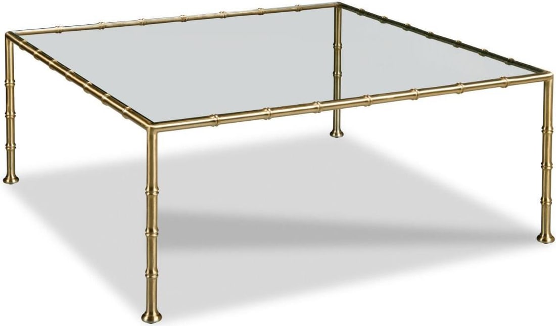 Square Satin Brass Lacoste Coffee Table by Woodbridge 42 Inch (1 of 6)
