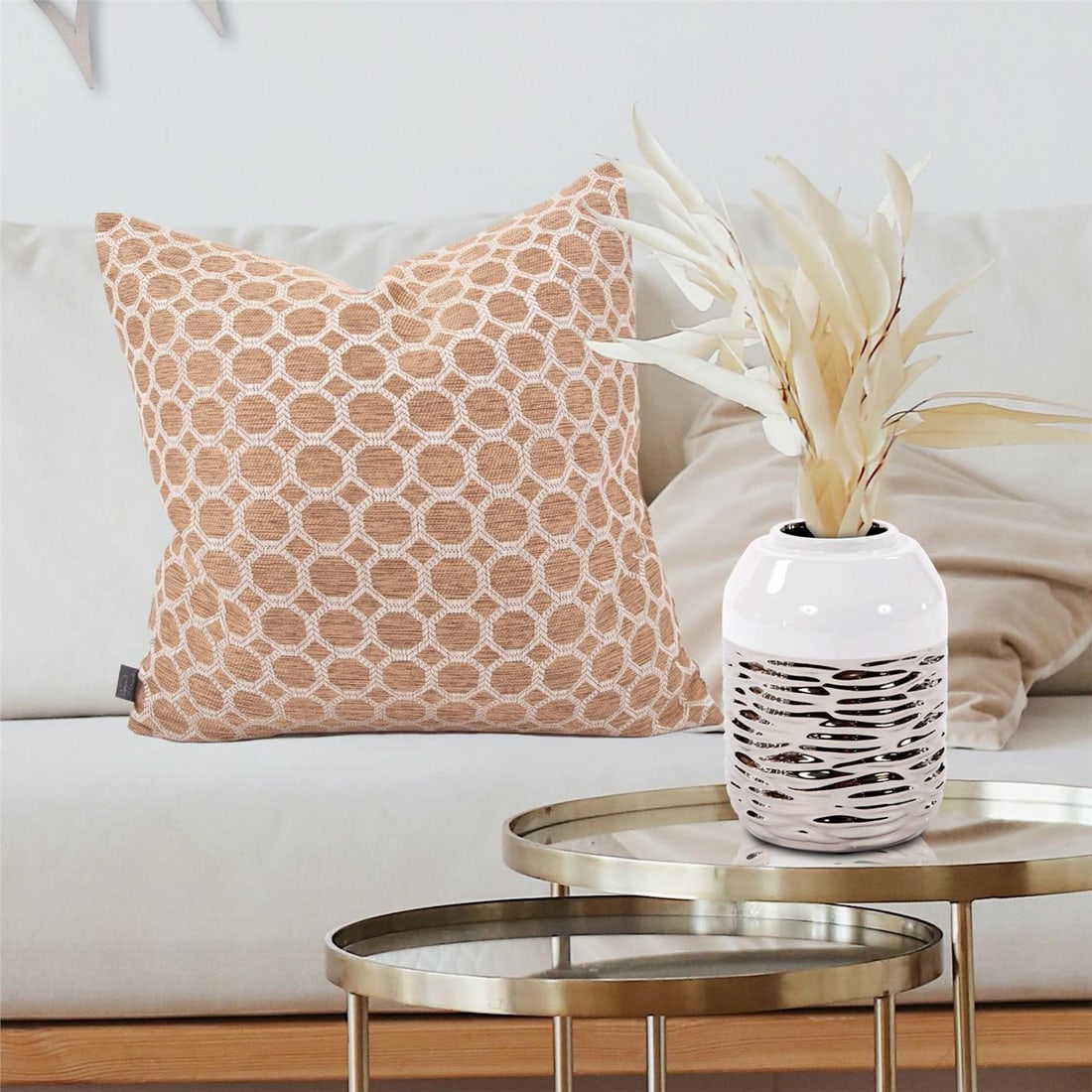 Howard Elliott 20x20 Gold Geometric Pillow with Removable Cover (1 of 3)