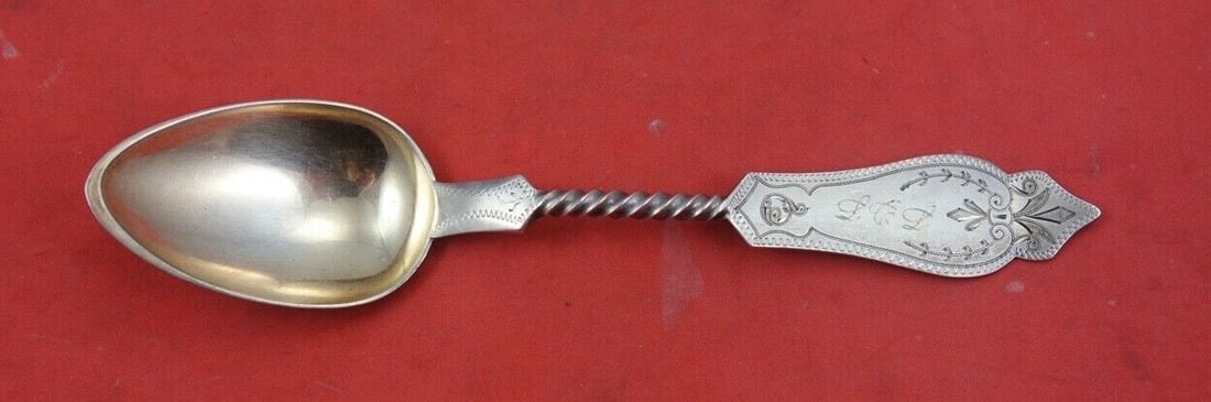 Duhme Brite Cut Sterling Silver Teaspoon Rose Gold Twisted Handle 5 3/4 (1 of 2)