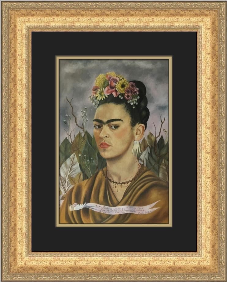 Frida Kahlo A Self-Portrait Custom Framed Print Modern Art: Frida Kahlo A Self-Portrait Custom Framed Print Modern Art This exquisite custom framed print features Frida Kahlo's iconic self-portrait, beautifully presented in a modern surrealism style. The artwo
