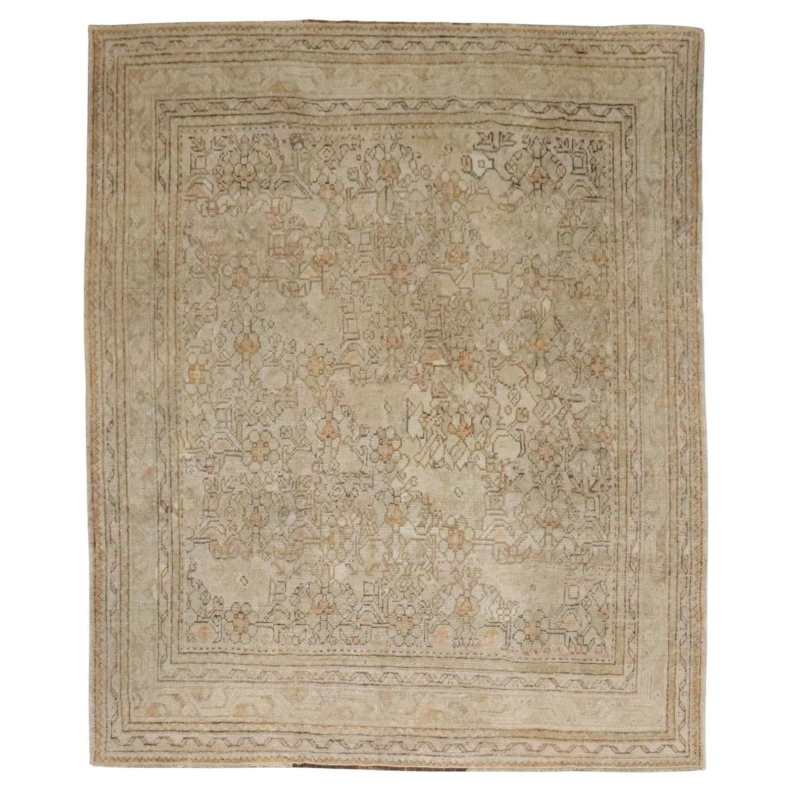 Antique Turkish Oushak Square Rug 7'10 x 8'11 Hand-Woven Wool: Antique Turkish Oushak Square Rug 7'10 x 8'11 Hand-Woven Wool Discover this exquisite early 20th-century Turkish Oushak square rug, a perfect blend of traditional craftsmanship and timeless style. Han