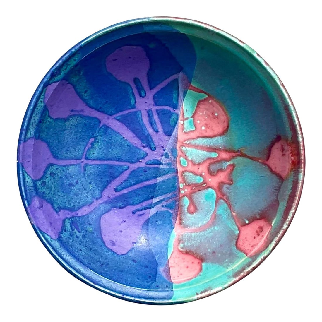 Vintage Boho Studio Pottery Bowl Royal Blue 12.5in: Vintage Boho Studio Pottery Bowl Royal Blue 12.5in Discover this stunning vintage Boho studio pottery bowl, characterized by its vibrant royal blue color and unique biomorphic design. This exceptional