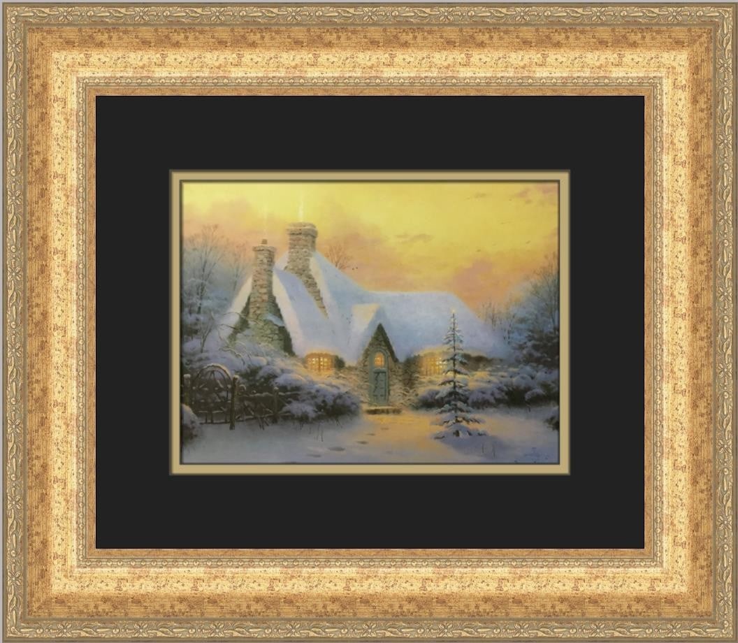Thomas Kinkade Christmas Tree Cottage Custom Framed Print 16 x 18 (1 of 2)
