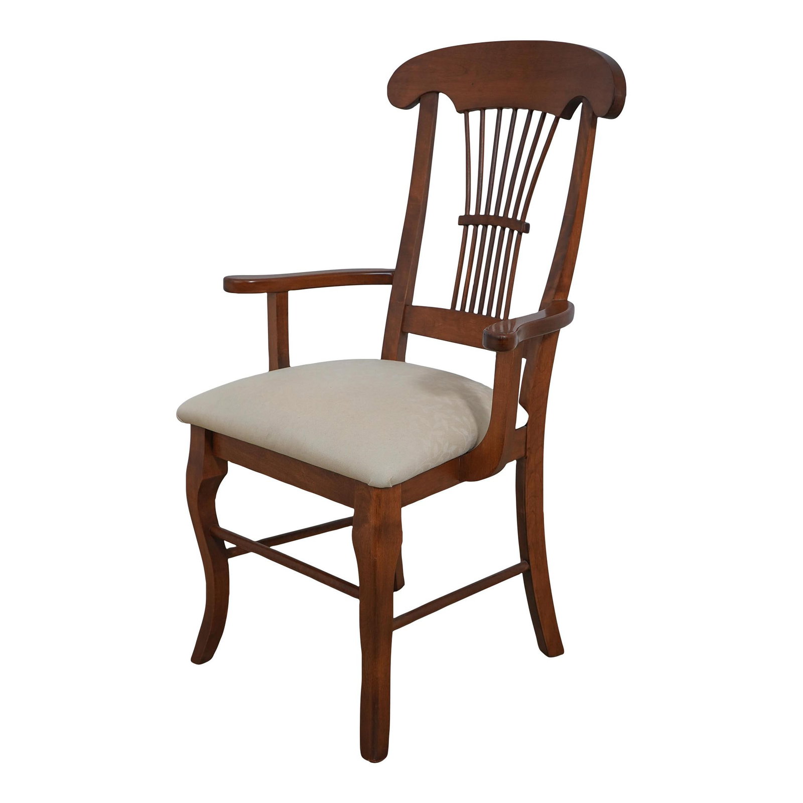 Vintage Solid Maple Wheat Back Armchair 30 Years Old: Vintage Solid Maple Wheat Back Armchair 30 Years Old Add a touch of classic charm to your home with this Maple Wheat Back Occasional Armchair, approximately 30 years old. Crafted from solid maple, thi