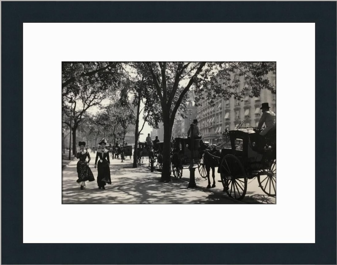 NY 1900 New York City Cab Stand Framed Art Print 13x17 (1 of 2)