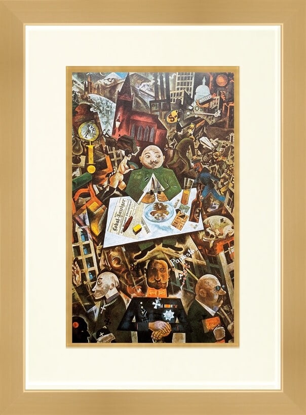George Grosz Germany A Winters Tale Custom Framed Print Expressionism: George Grosz Germany A Winters Tale Custom Framed Print Expressionism This stunning custom framed print features George Grosz's artwork titled "Germany A Winters Tale." The piece is a medium-sized off