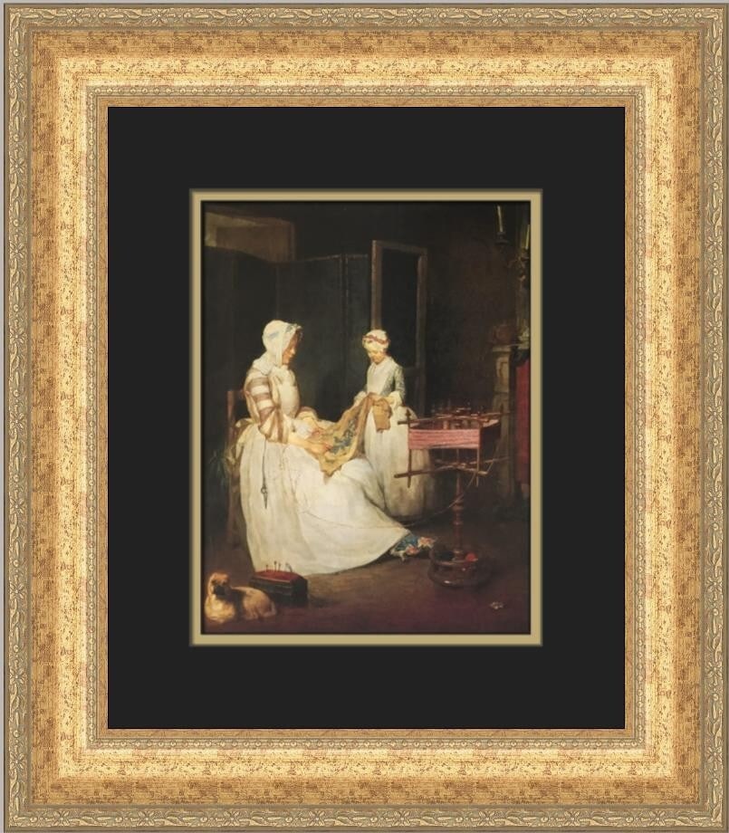 Jean Baptiste Chardin The Diligent Mother Custom Framed Print 18 x 16: Jean Baptiste Chardin The Diligent Mother Custom Framed Print 18 x 16 This exquisite custom framed print titled "The Diligent Mother" by Jean Baptiste Chardin is a stunning representation of realism.