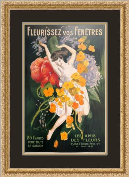 Leonetto Cappiello Fleurissez Art Deco Advertising Print Custom Framed: Leonetto Cappiello Fleurissez Art Deco Advertising Print Custom Framed This custom framed print features the iconic "Fleurissez" advertising design by Leonetto Cappiello, celebrated for its Art Deco s