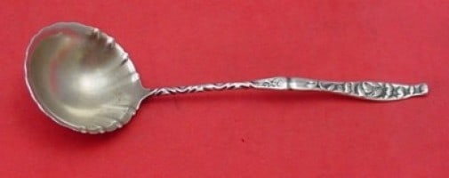 Whiting Blossom Sterling Silver Twisted Sauce Ladle 6 1/4 inch: Whiting Blossom Sterling Silver Twisted Sauce Ladle 6 1/4 inch This exquisite sauce ladle features the elegant Blossom pattern by Whiting, crafted from high-quality sterling silver. Measuring 6 1/4 in