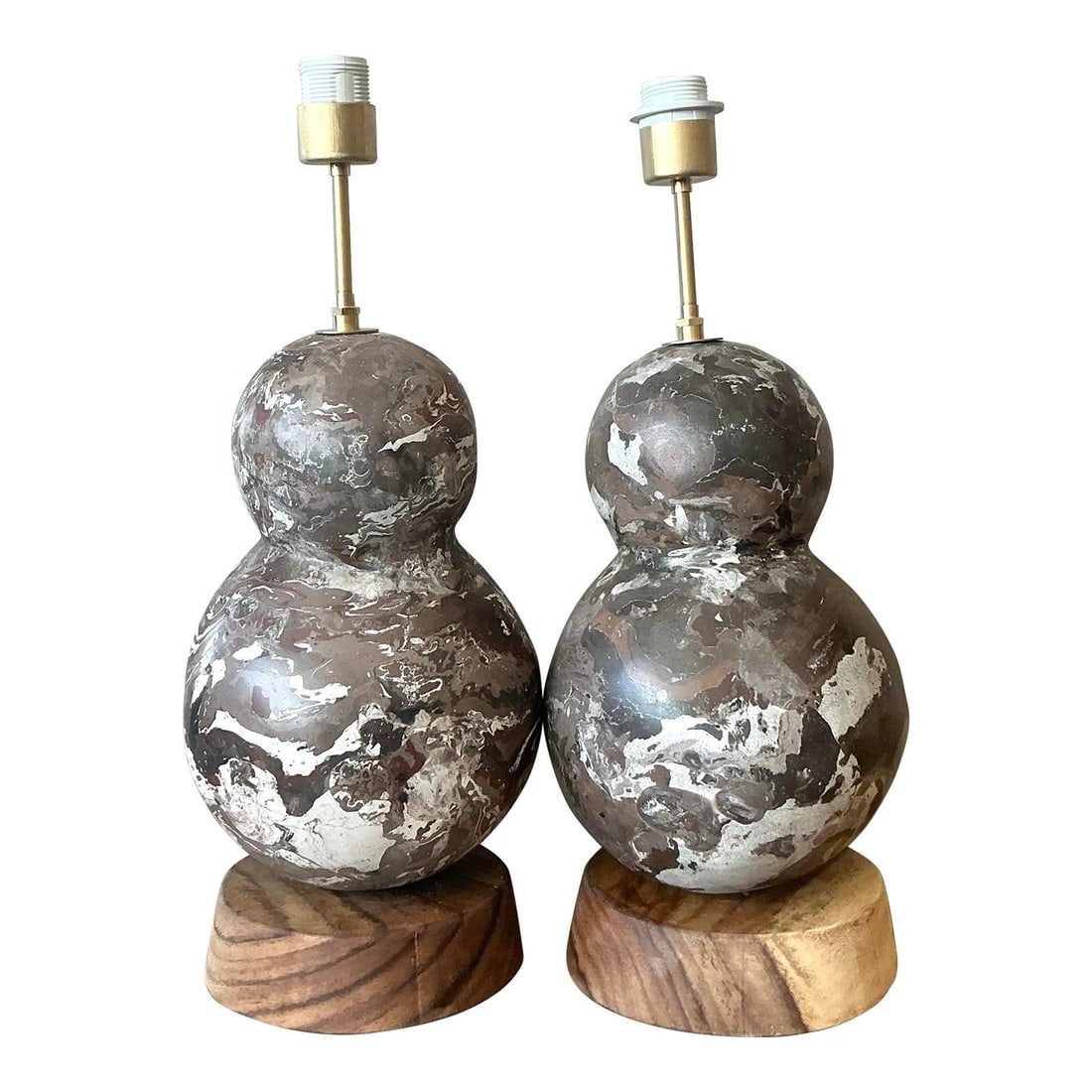 Pair of Scagliola Pigmented Plaster Double Gourd Table Lamps (1 of 7)